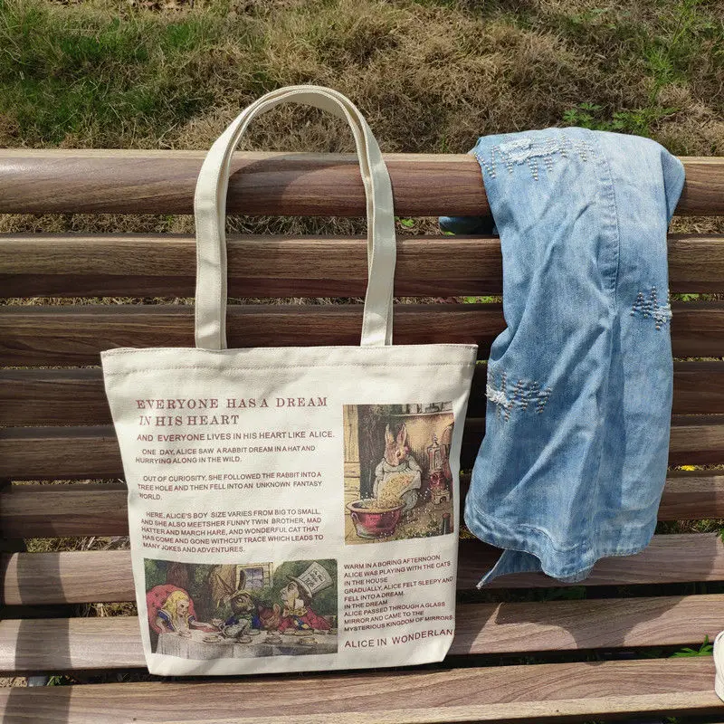 Women Canvas Shoulder Bag Van Gogh Printing Ladies Casual Handbag Tote Bag Large Capacity Cotton Reusable Shopping Beach Bag