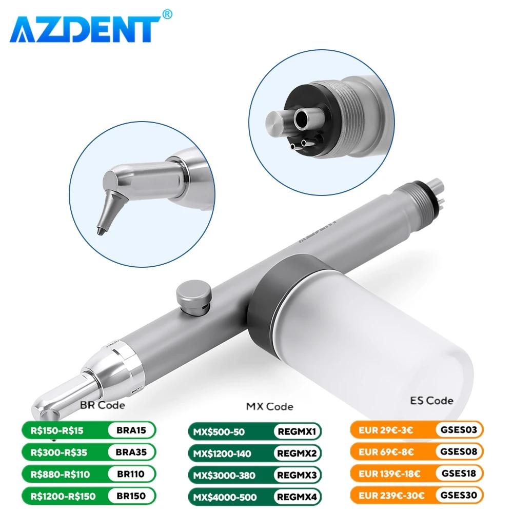 Dental polerka do piaskowania z tlenku glinu AZDENT MicroBlaster strumień wody sprzęt stomatologiczny narzędzie 2/4 otwory z dyszą