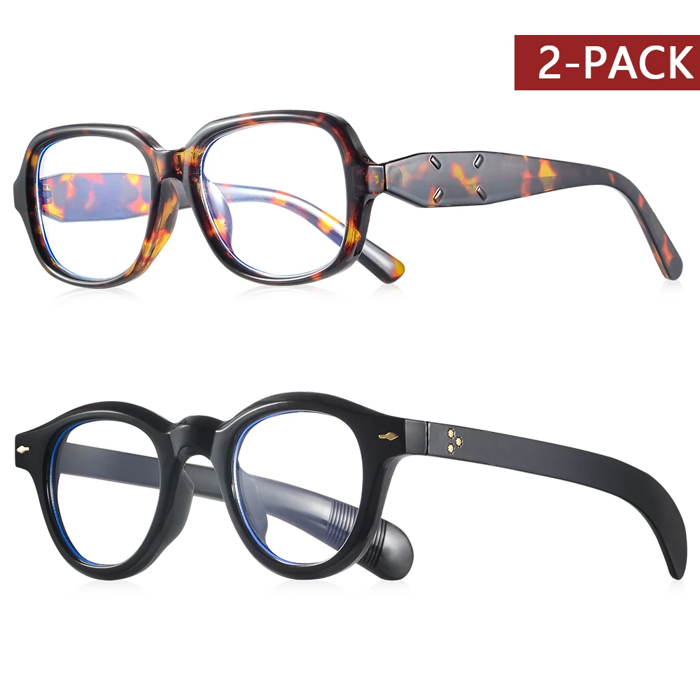 CRIXALIS 2 Stück Anti-Blaulicht-Brille mit schwarzem und Leopardenrahmen, Damenbrille, Korrektionsbrille, Computerbrille