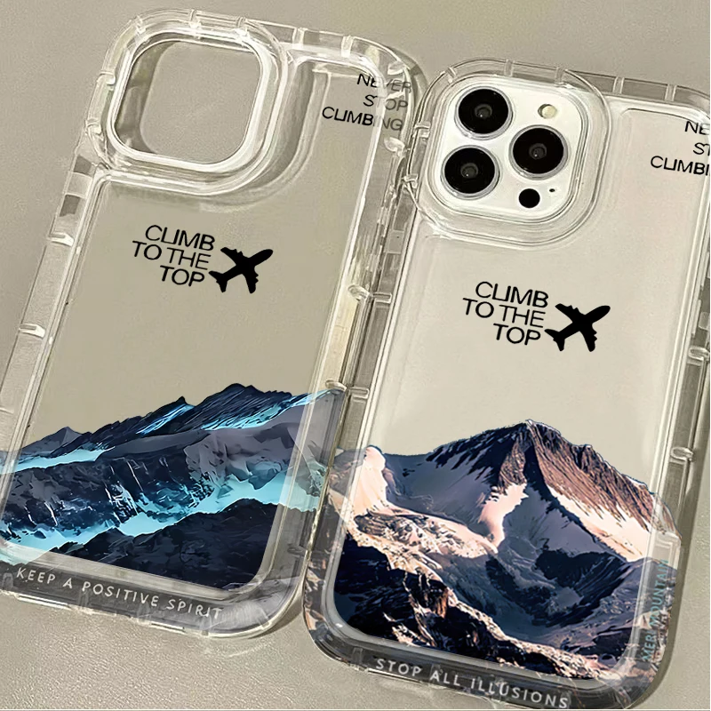 Snow Mountain Peak Aircraft Soft Silicone Case For iPhone 16 15 14 13 12 11 Pro Max XS X XR 8 7 Plus SE 2020 Shockproof Cover