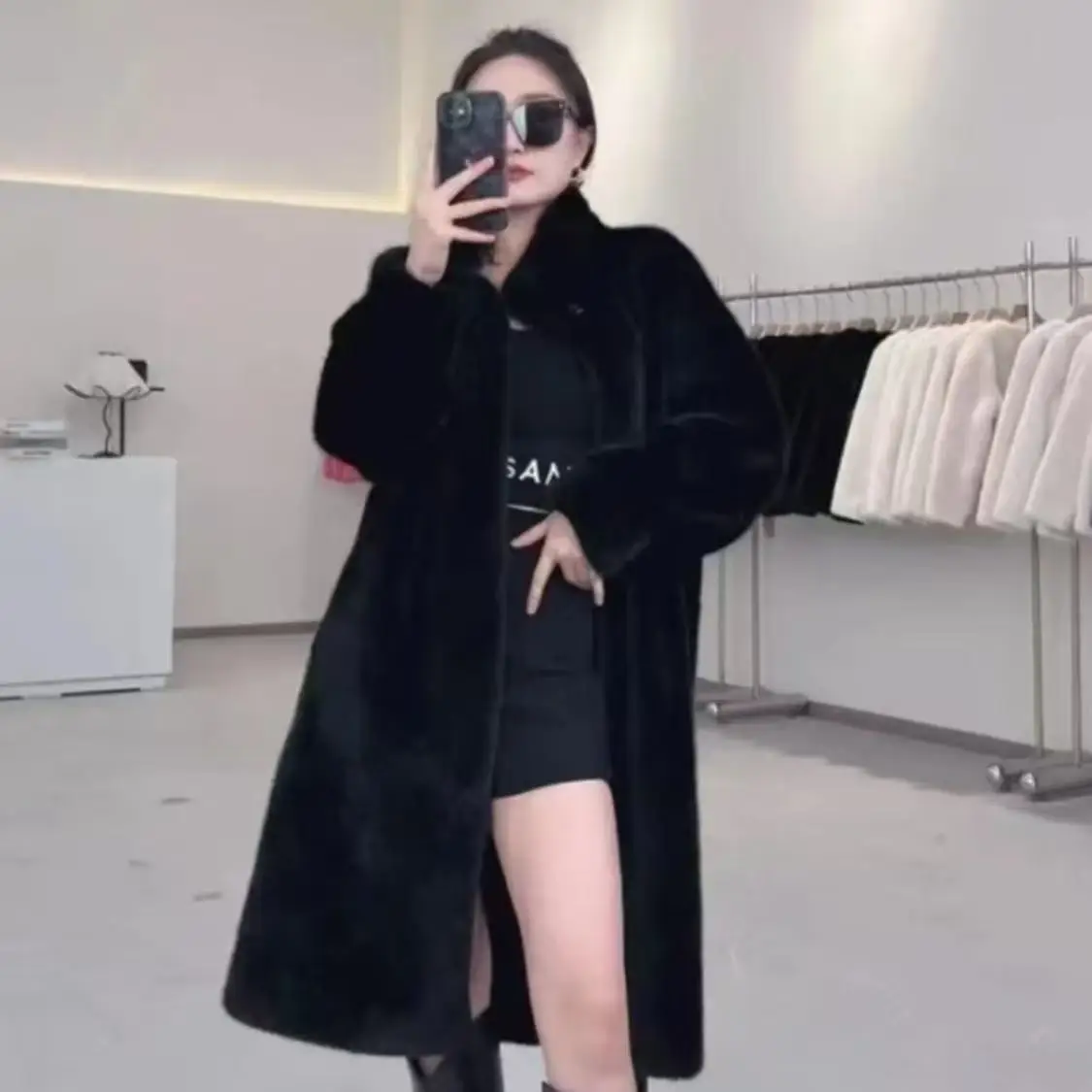 High-Quality Fur Coat Female 2027Autumn Winter New Fur Jacket Women Stand Collar Mink Cashmere Outwear Long Mao Mao Overwear Top