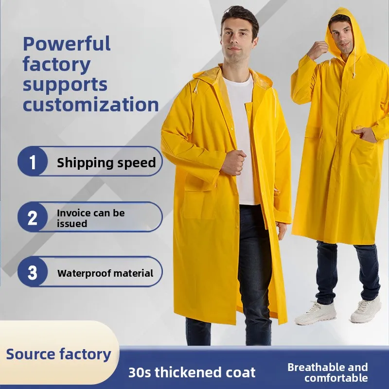

Workwear PVC Raincoat for Adults - Heavy Duty Outdoor Two-in-One Rain Poncho with Reflective Strip 2 Pcs
