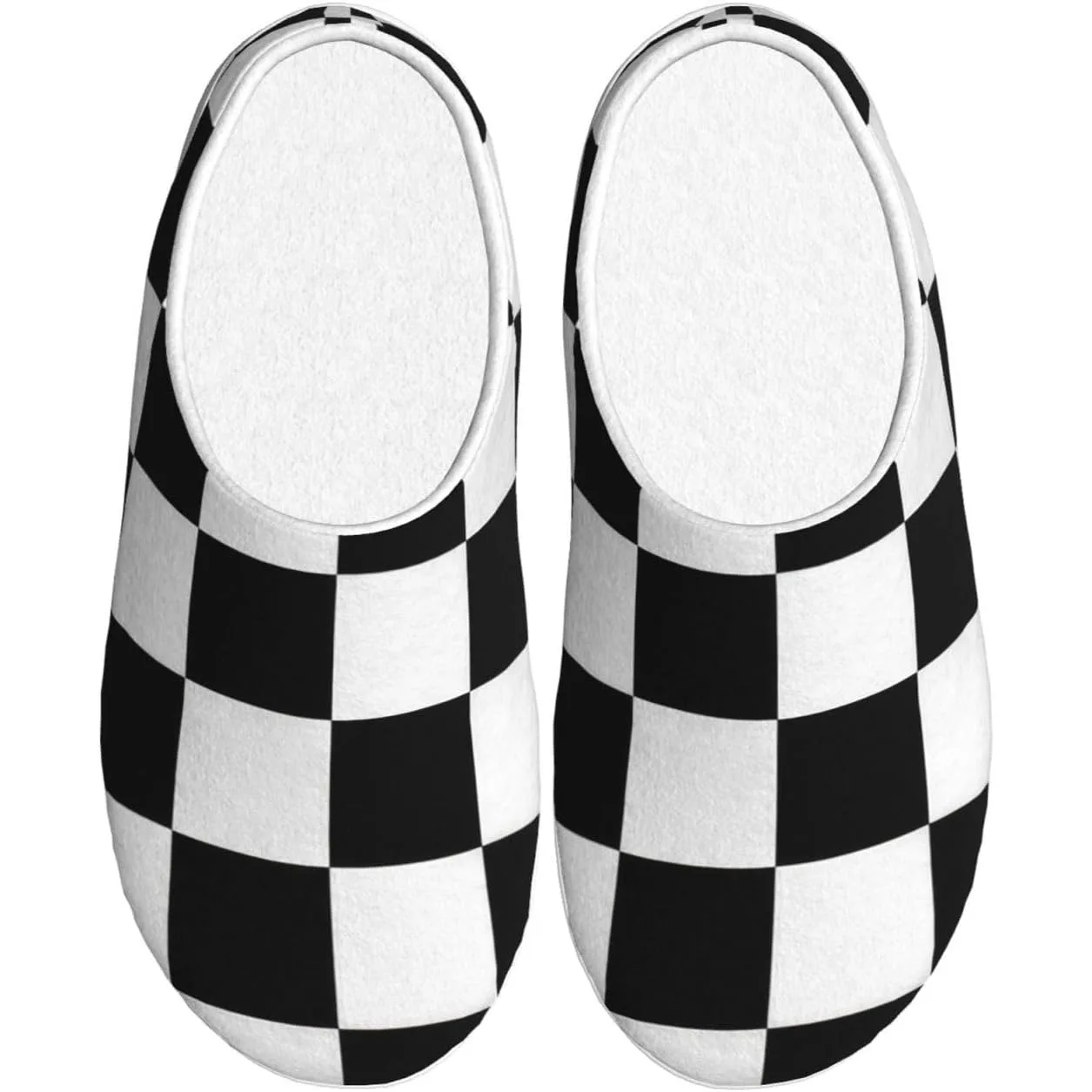 

Black And White Plaid Women’s Cozy Slippers Soft Cotton Indoor & Outdoor House Slippers With Anti-Slip Sole