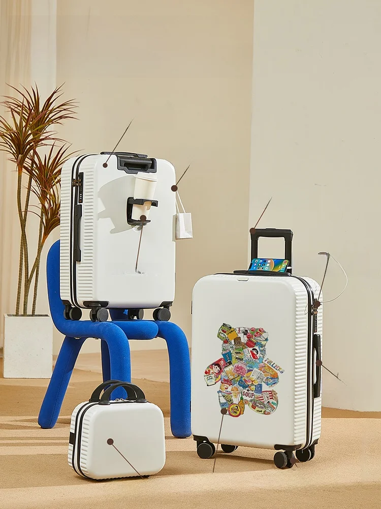 Doodle Bear 24 Inch Multi-Functional Travel Suitcase Children's 20 Inch Boarding Box Boys Small Password Pull Rod Box