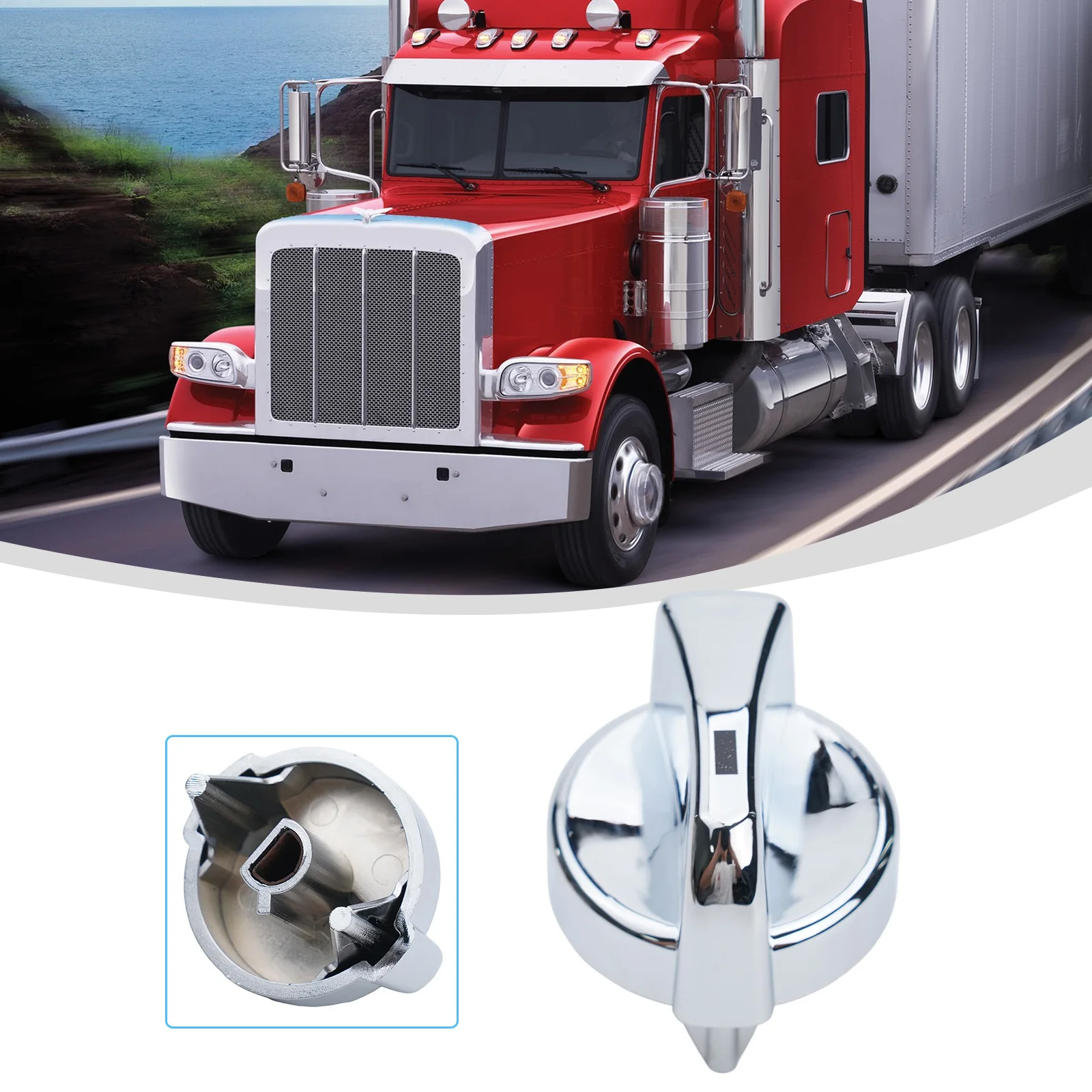 For Peterbilt Truck HVAC Chrome AC Heater Control Knob 1210001000 7025401 Plastic Replacement Part for 330 335 379 387 1987 2011