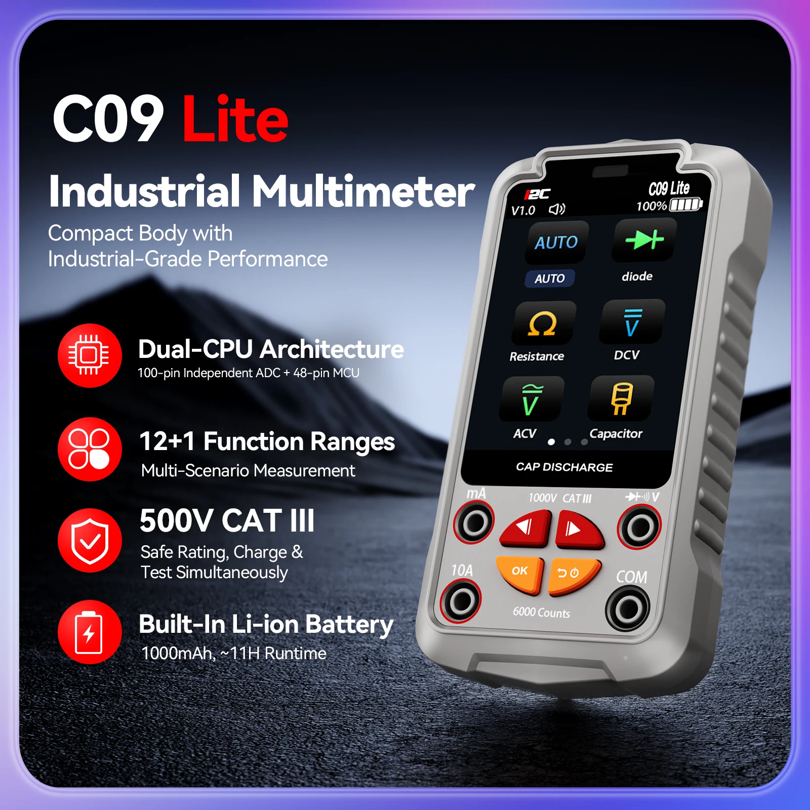 I2C C09 Lite Industrial Multimeter Intelligent Automatic Current Voltage Resistance Recognition for Phone PC Electronic Repair