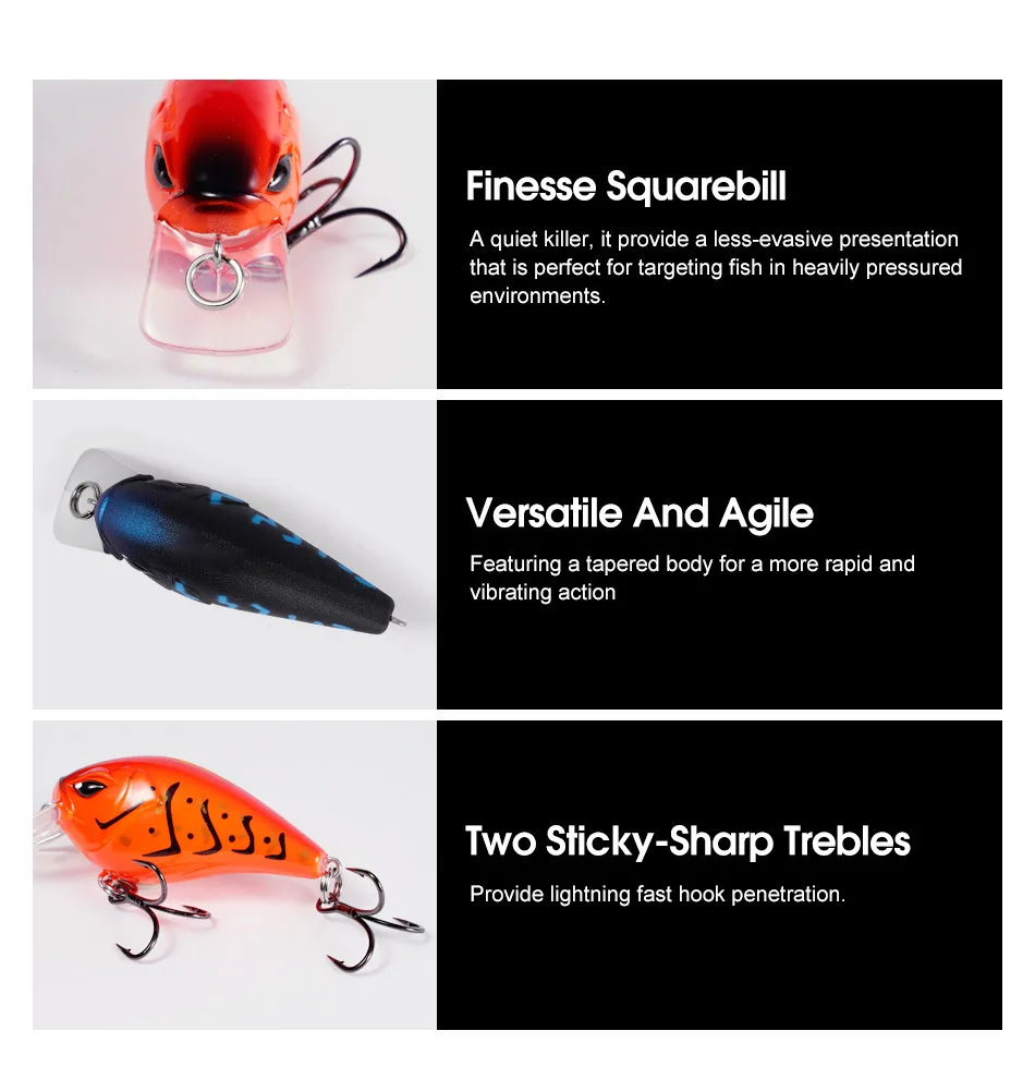 NOEBY 50 mm 8 g Squarebill-Kurbelköder, Minnow-Angelköder, schwimmende Wobbler, künstlicher harter Köder für Barsch, Hecht, Forelle, Angelköder – Detail 4