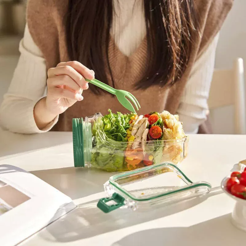 

Salad Pod, Vertical Layering Salad Pod Built Plastic Salad Storage Jar, Food-grade BPA-free, Sealed Leak-proof, Transparent Jar