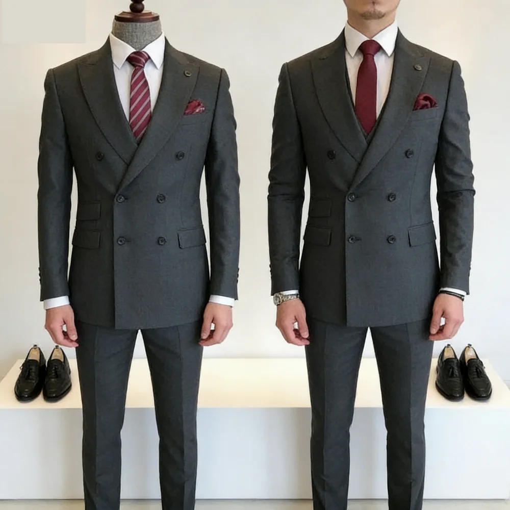 

Green Slim Fit Men's Dress Suit One-Button Peak Lapel Wedding Smoking Terno Masculino Jacket Pants Tie Set