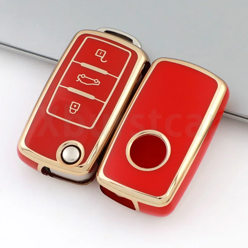 TPU Car Folding Key Case Cover Bag For Volkswagen VW Golf Bora Tiguan Passat Jetta POLO GOLF MK6 for Skoda Octavia A5 Holder