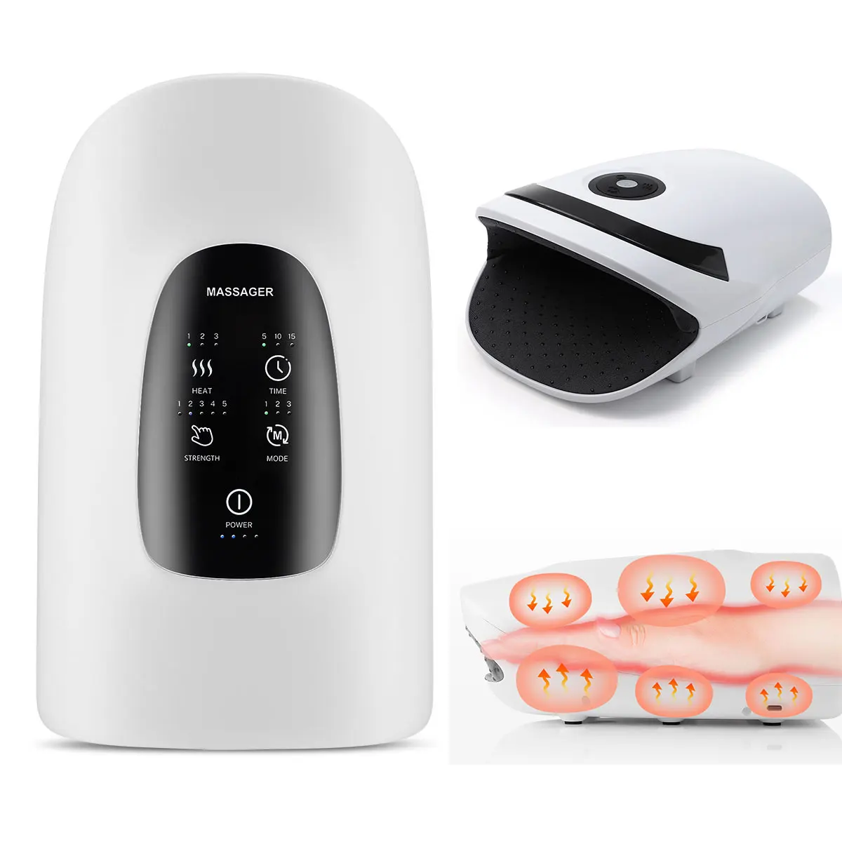 

Hand Massager Acupoint Massage Hot Compress Physiotherapy Air Compression Massage Palm Massager Finger Wrist Relax Pain Relief