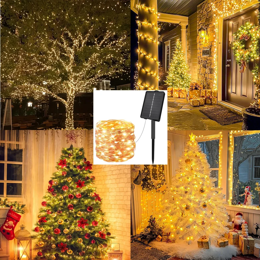 LED Outdoor Solar Lamp String Lights timing 200/300 LEDs Fairy Holiday Christmas Party Garland Solar Garden Waterproof
