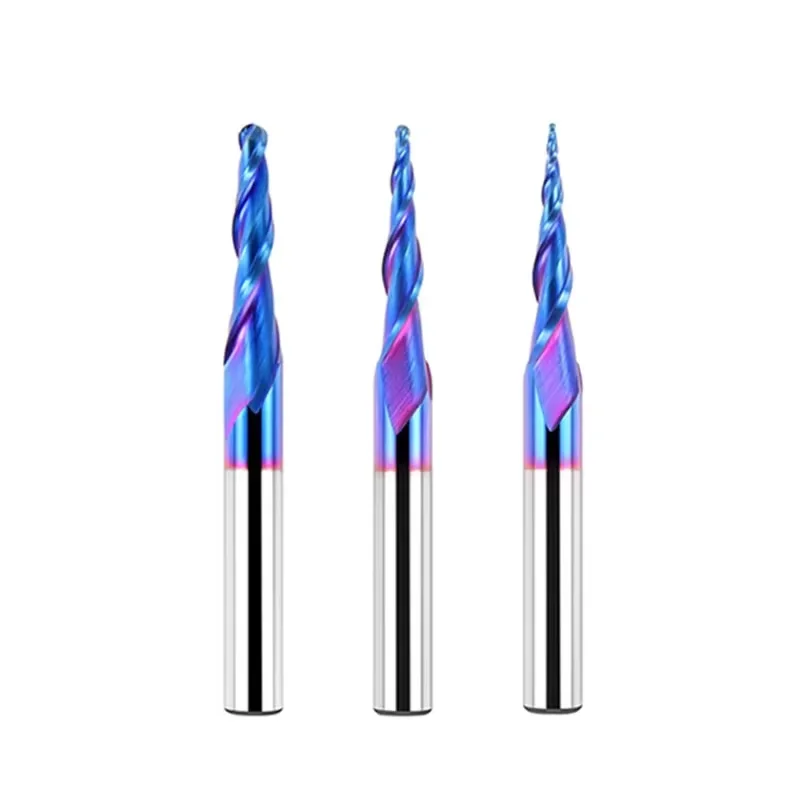 1/4 Inch （6.35mm） Shank 2 Flute Tapered Ball Nose End Mill, Carbide CNC Router Bit Aluminium. Plastic. Acrylic Trimming Knife
