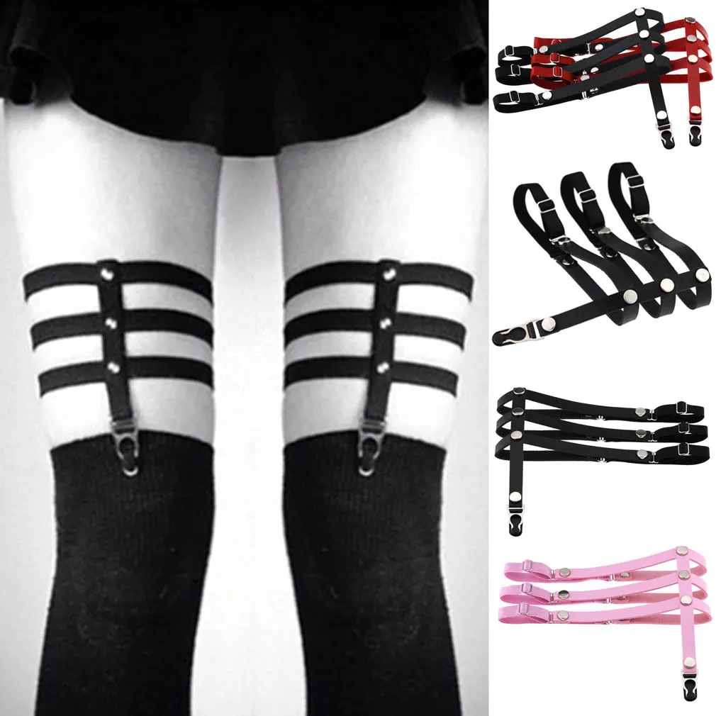 Rock and roll Animation Street dance Performance Harajuku Punk Gothic Elastic force Cortex Three rows of thigh rings Garters