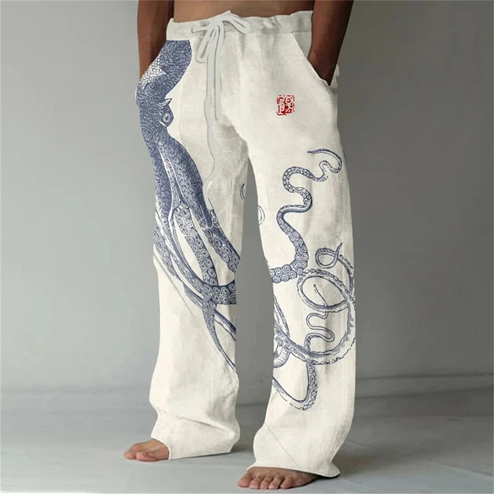 Men's casual pants Shark a 3d printed men's new winter pants fashion men's loose casual pocket pull rope sports pants