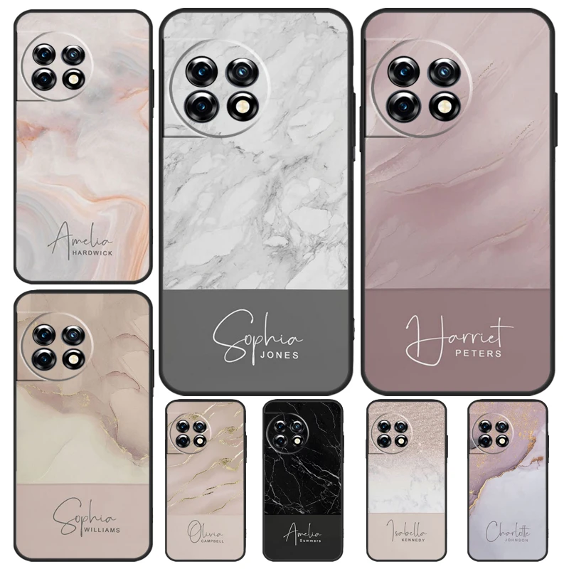 Personalised Signature Surname Marble Case For OnePlus Nord CE 2 Lite 2T N10 N20 N30 Nord 3 OnePlus 11 9 10 Pro 10R 10T 8T Coque