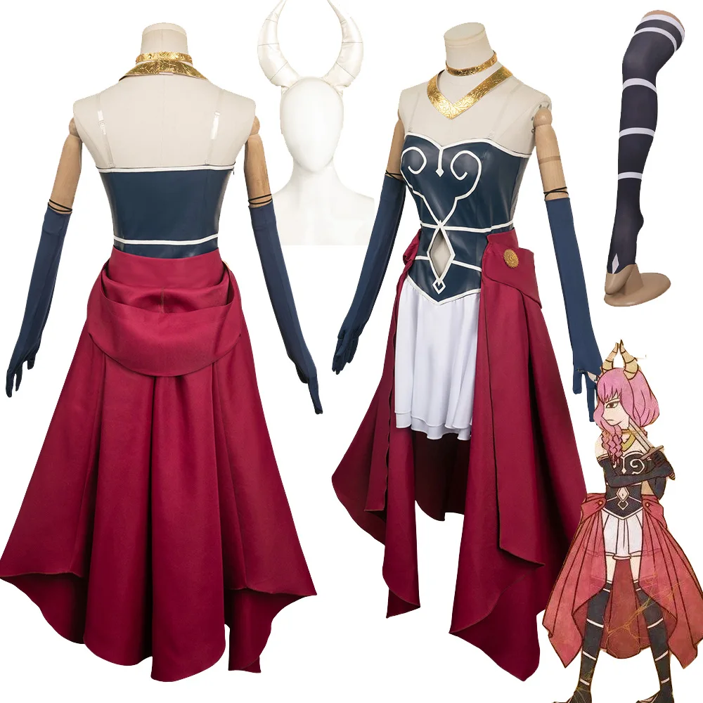 

Aura Cosplay Fantasia Costume Anime Sousou No Frieren Dress Headwear Adult Women Outfits Halloween Carnival Party Role Play Suit