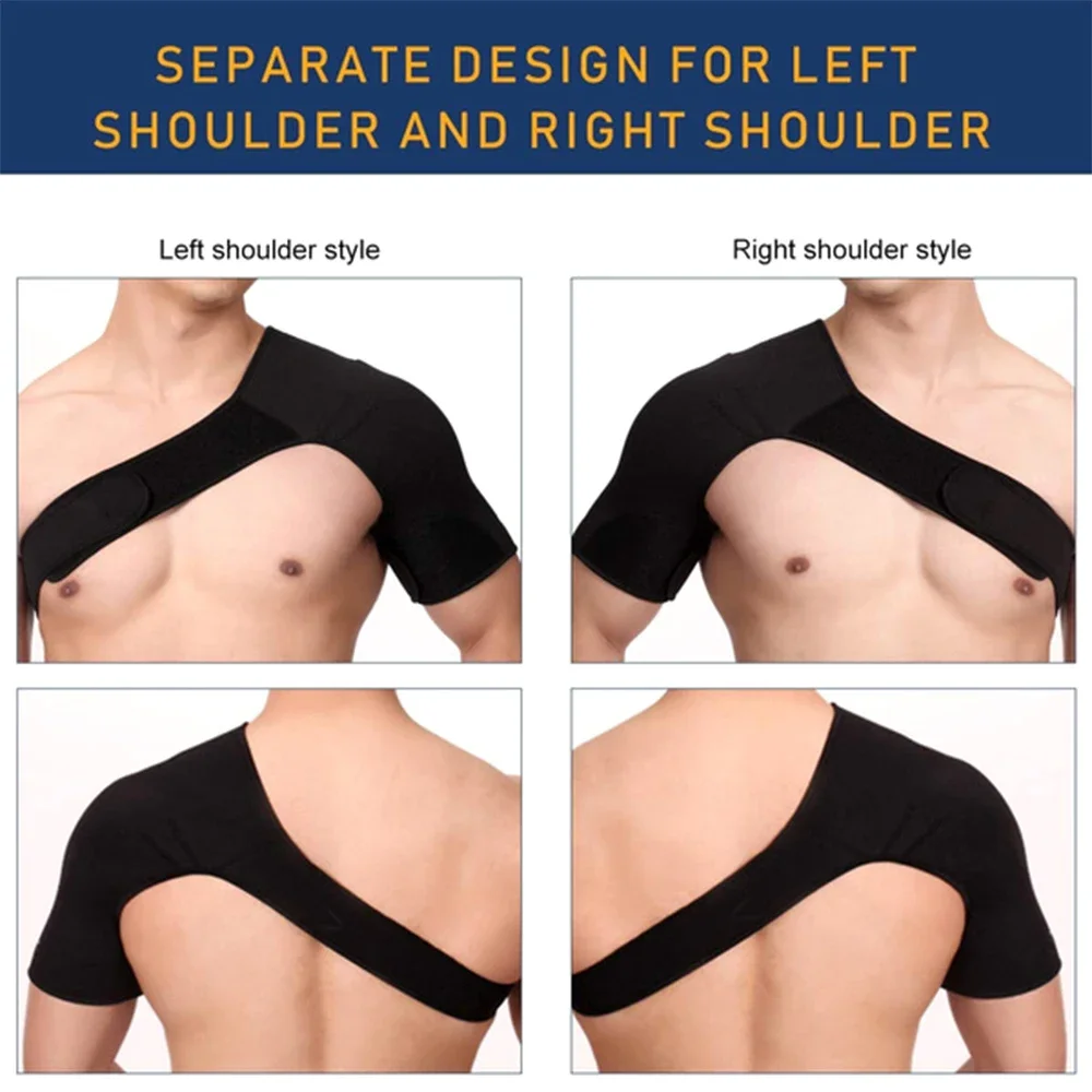 Picture 6: 1Pcs Adjustable Gym Sports Care Single Shoulder Support Back Brace Guard Strap Wrap Belt Band Pads Black Bandage Men & Women