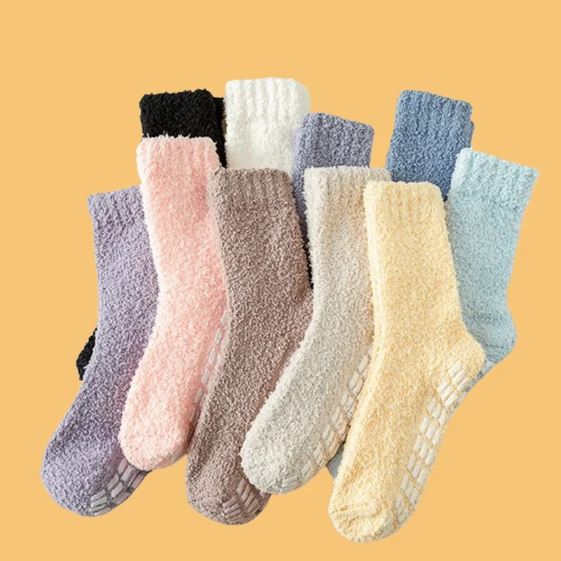 3/6 Pairs Women's High Quality Mid-tube Socks Trend Ladies Loose Confinement Socks Autumn Winter Fleece Thick Sleeping Socks