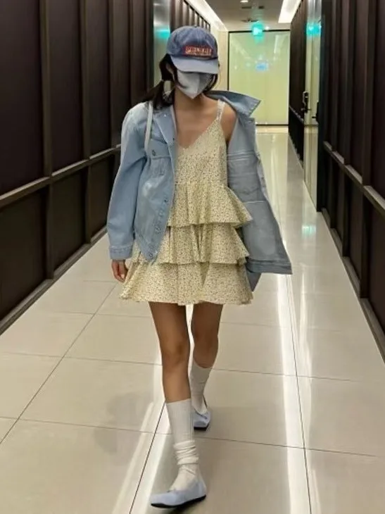 Vestido retrô com estampa floral, vestido f chique, doce, design anti-envelhecimento, saia em camadas, e, roupa...