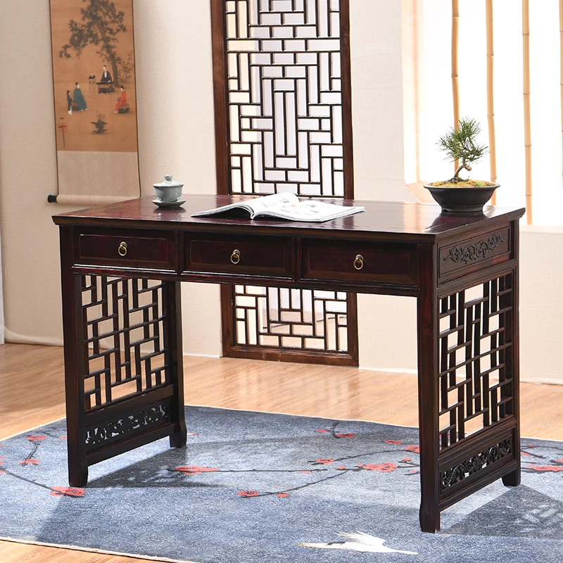 TCM相談台、中国風デスク、総無垢材デスク、アンティークパソコンデスク、TCM図書館脈診