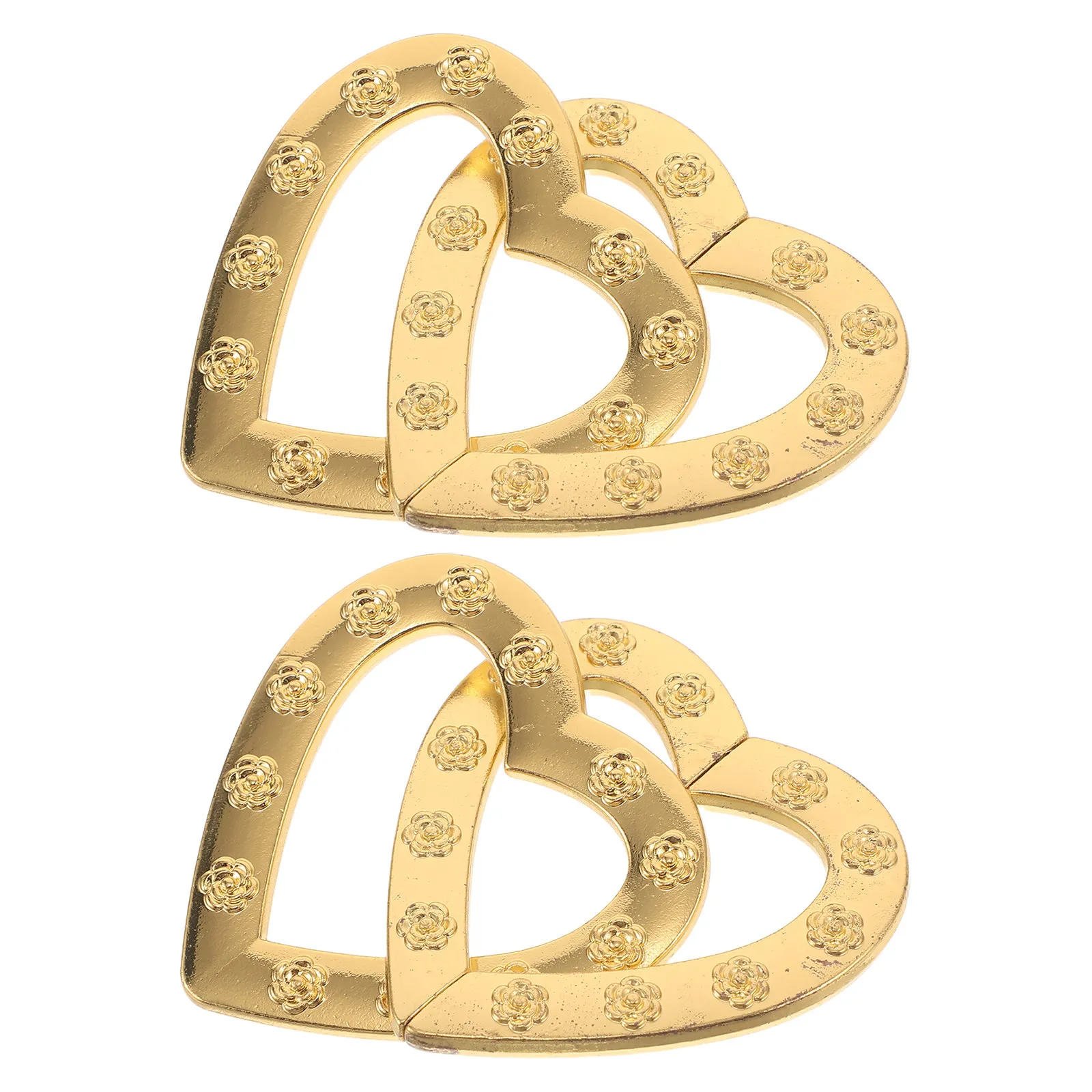 2 piezas de adornos con forma de doble corazón, corazones dorados entrelazados, decoración romántica para bodas, accesorio para fotografías, recuerdo de aniversario, para el Día de San Valentín, para el hogar.