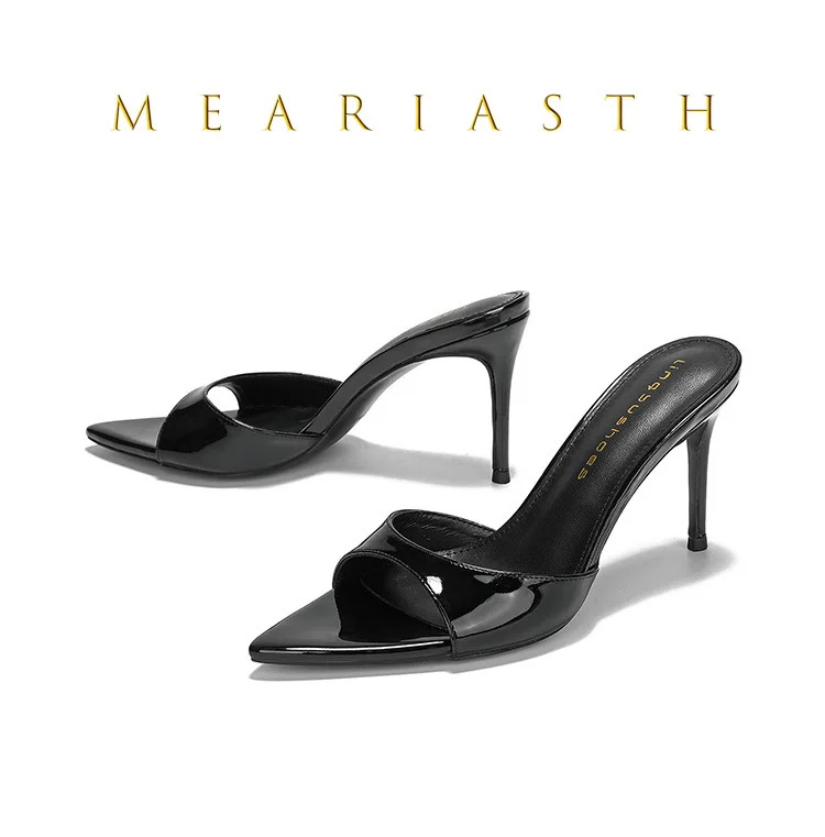 

Female black Footwear Pumps Slides Heels Shoes For Women New 2025 Luxury Fashion Pointed open Toe Ladies Thin High Heels Shoes