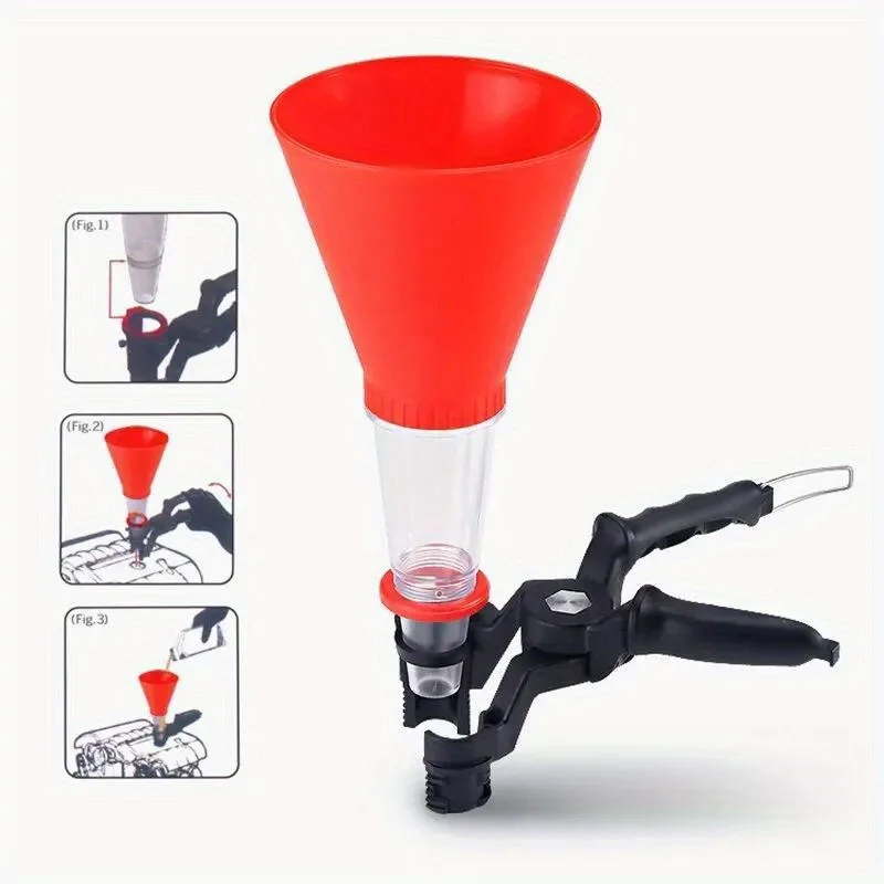 Universal Car Motorcycle Gasoline Oil Filling Funnel Adjustable Width Holding Clamp Engine Oil Filling Set Auto Moto Accessories