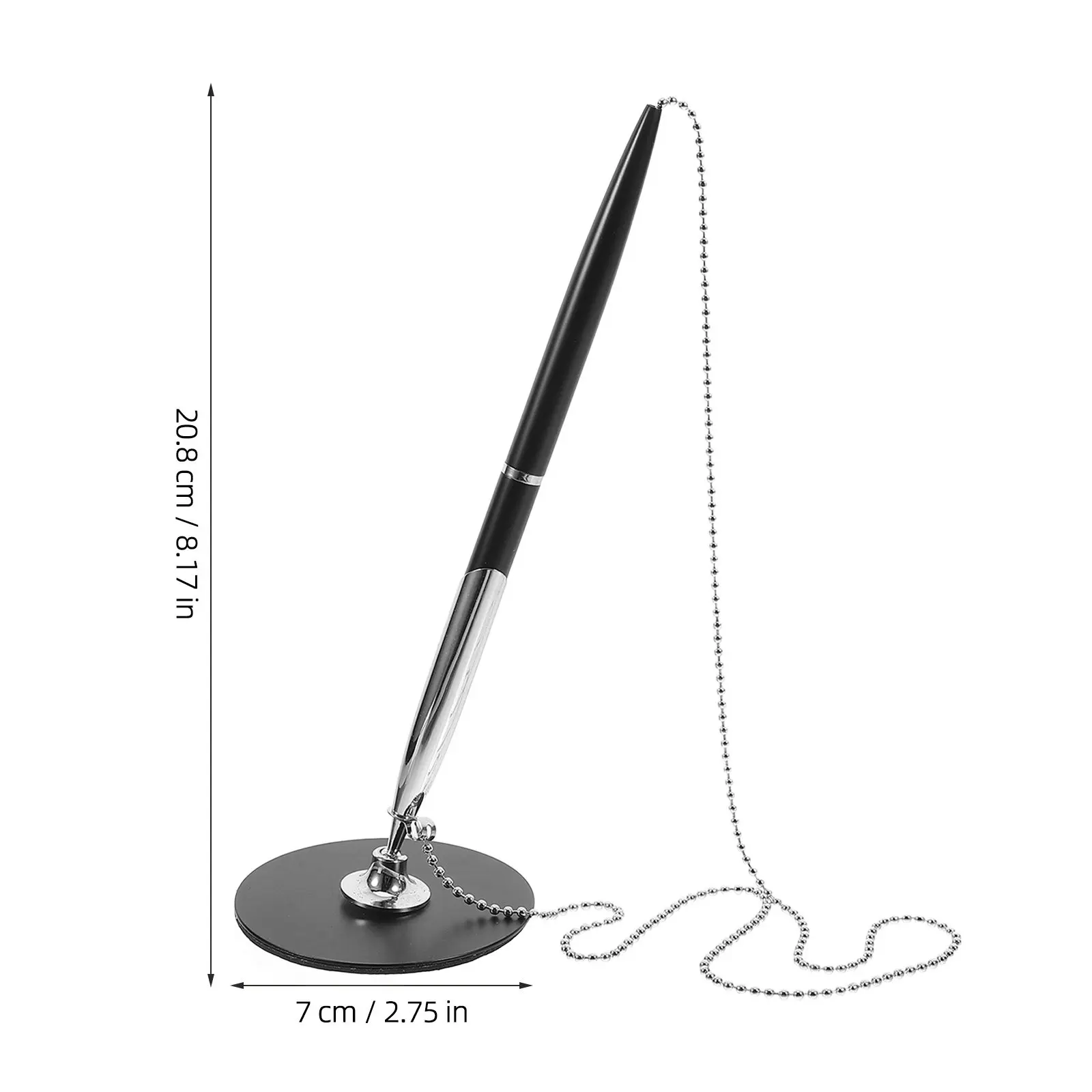 1Set Rotary Signature Pen Desktop Fixed Business Office Writing Pen Chain Design Smooth Ink Office Stationery Business Accessory