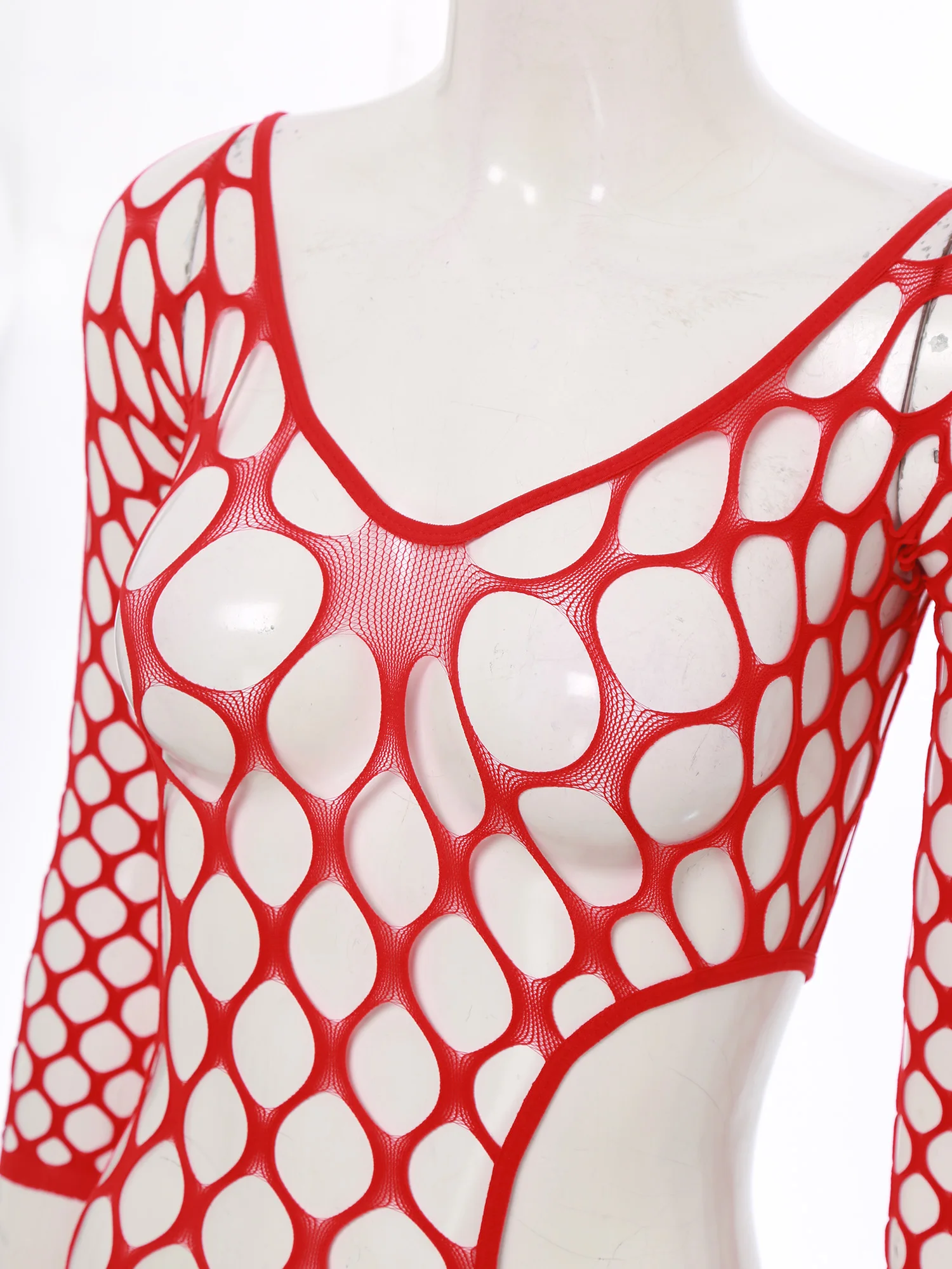 Body Sexy de rejilla elástico para mujer, mono transparente con corte lateral, piernas irregulares, abertura en la entrepierna, mono ajustado, traje de baño para cubrir