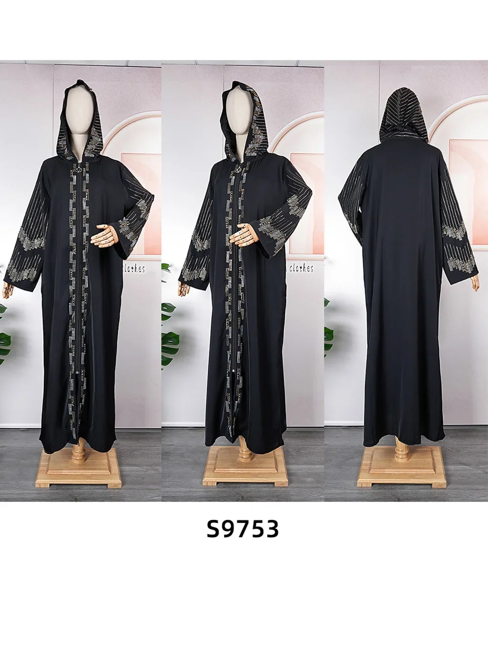 African Dresses for Women Autumn Fashion African Long Sleeve V-neck Black Long Maxi Dress Muslim Fashion Abaya African Clothing