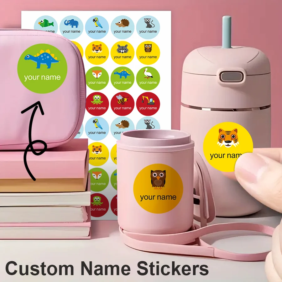 ملصقات مقاومة للماء للأطفال اللطيفة - ملصقات أسماء مخصصة لزجاجات المياه وحقائب الظهر |   اللوازم المدرسية ومعدات السفر