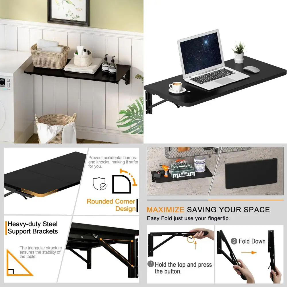 

Компактный настенный стол с прочными кронштейнами для экономии пространства, для компактных помещений, прачечных и офисных нужд.