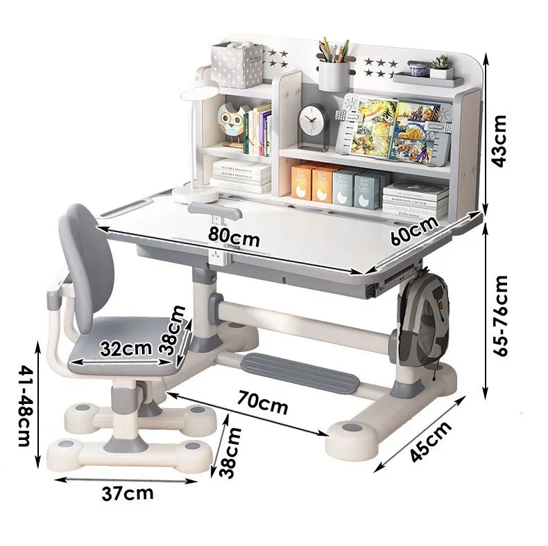 Household Student Desk and Chair Set Height Adjustable, Ergonomic Children Writing Study Table