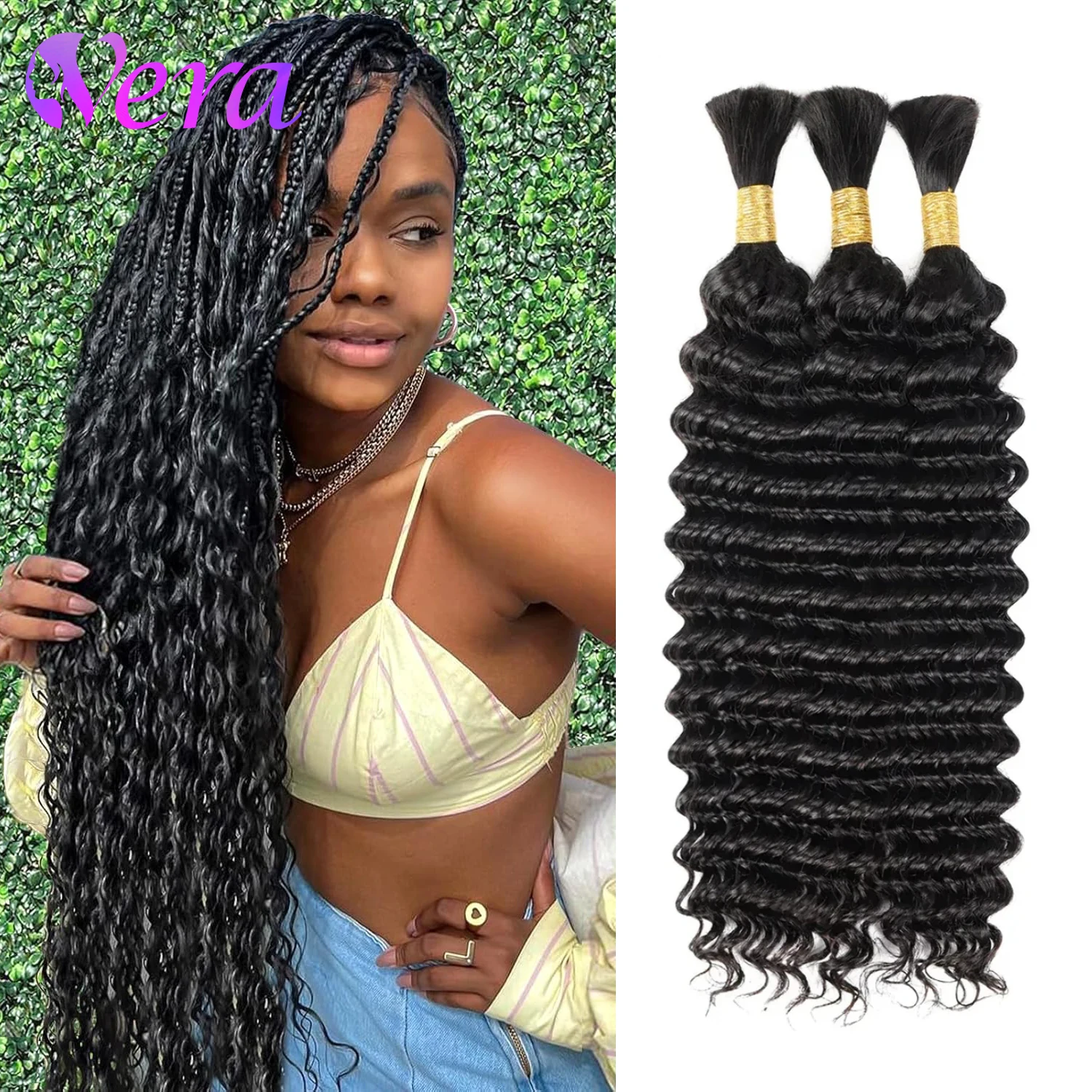 

Человеческие плетеные волосы для косичек в стиле бохо Человеческие вьющиеся волосы в стиле бохо для плетения без узлов 12А Глубокая волна Массовые волосы 50 г/упак. Натуральный цвет