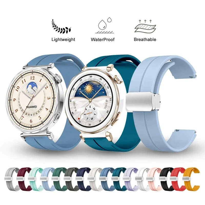 

18mm Watch Band with Magnetic Folding Buckle Strap Compatible with Huawei Watch GT 5 Pro 42mm GT 5/GT 4 41mm Bands for Women Men