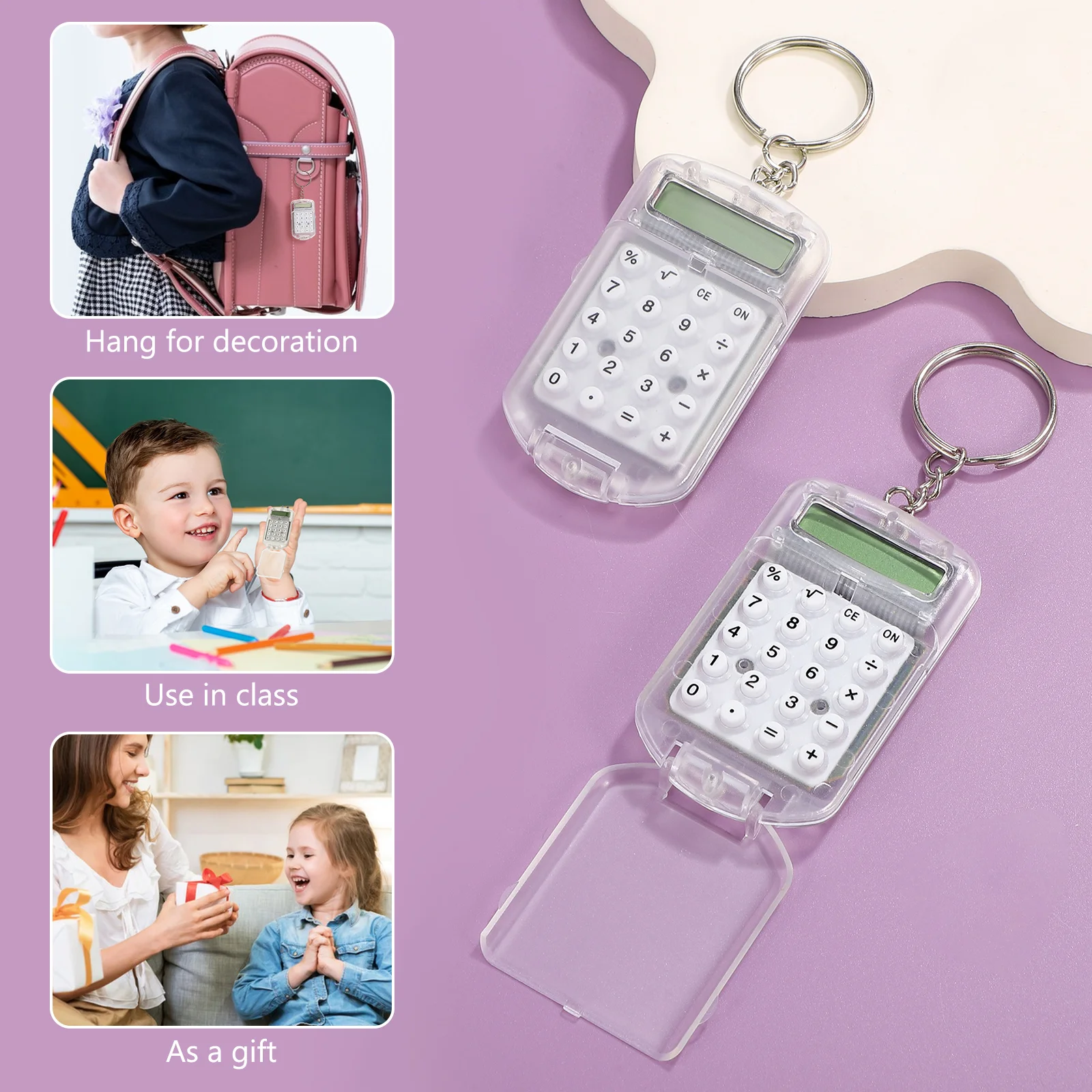 3 Pcs Personality Keychain Calculator Child Backpack Keychains for Kids Pocket Abs