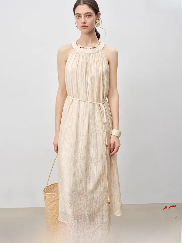 

Шикарное китайское платье с принтом, женское, новое, модное, свободного кроя, с завязками на талии, летнее, А-силуэт, миди