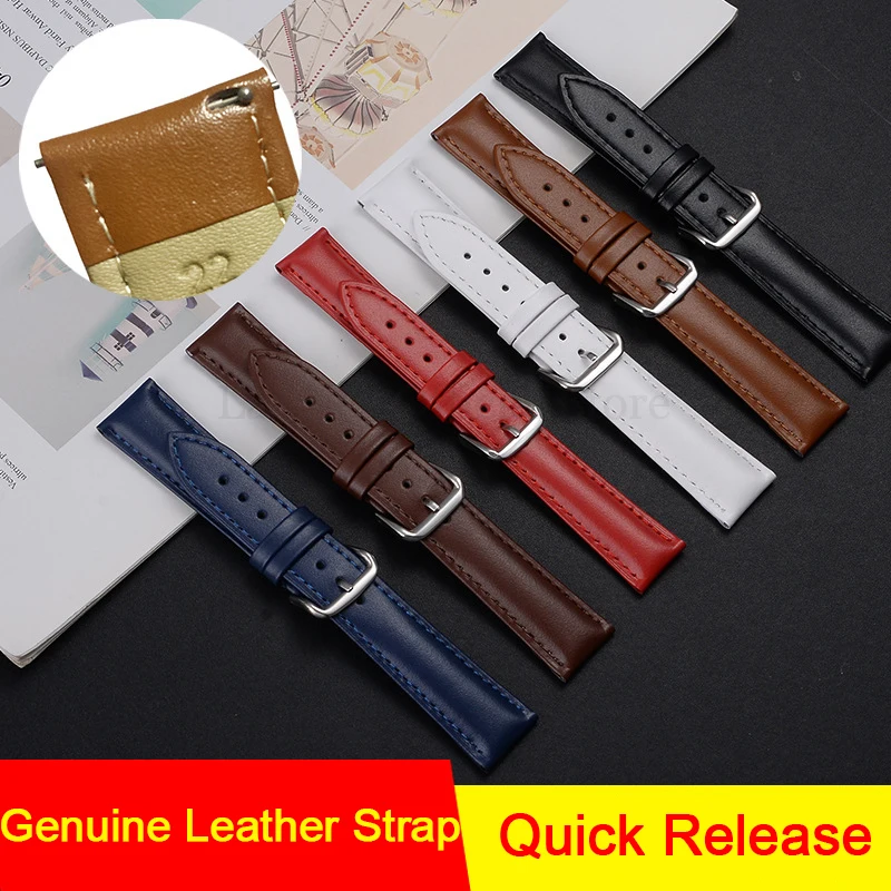 12/13/14/15/16/17/18/19/20/21/22/23/24mm Geunine Leather Watchband Strap for Huawei Watch Gt3/Gt2 42mm 46mm SmartWatch Bracelet