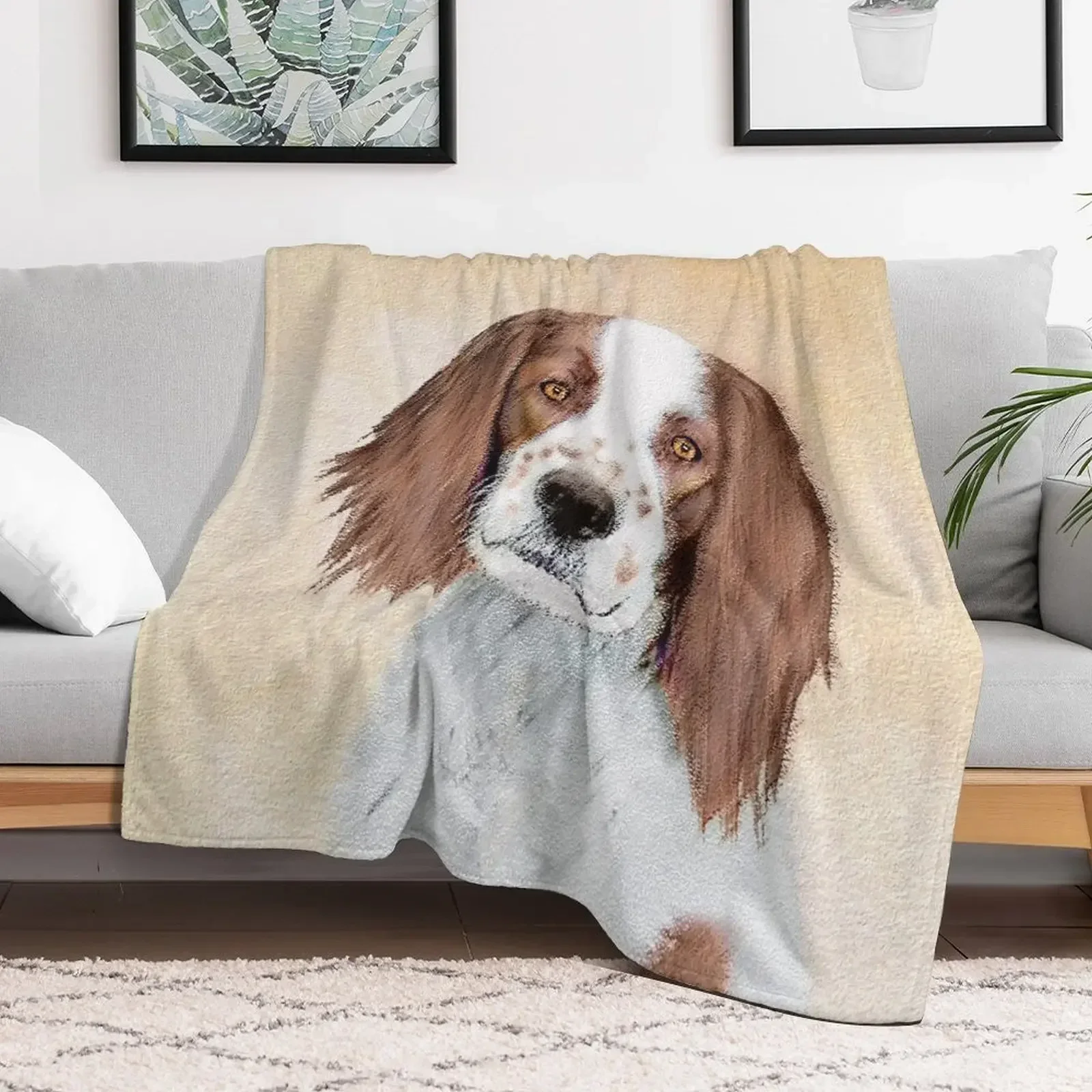 

Irish Red and White Setter Painting - Original Art Throw Blanket for sofa christmas decoration warm winter Comforter Blankets