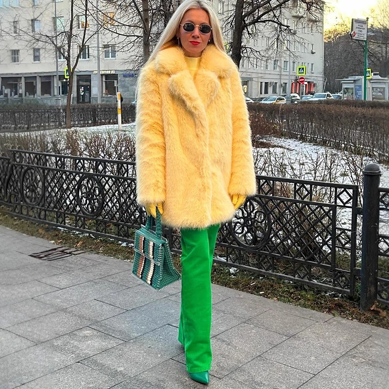 トルノバ レディース 冬 2025 高級フェイクファーコート 厚手 暖かいオーバーコート アウターウェア ホットガールズ 無地 ロングフォックスファー ジャケット