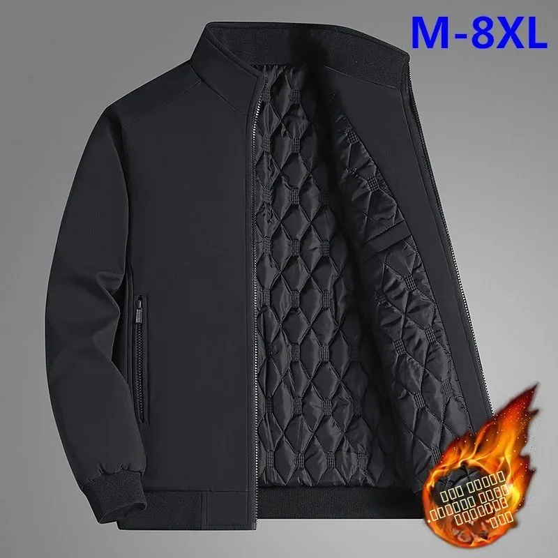 

Men's Winter Jaet Thi Warm Loose Busin Casual Sle Stand Collar Long Length Cotton Clothes for Dad's Faion