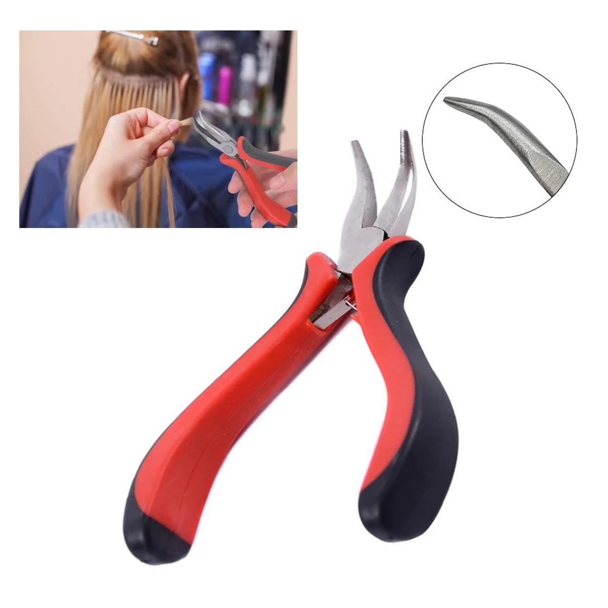 1Pc 4.9Inches Small Bent Nose Plier Hair Extension Plier For Beading Micro Ring Hair Extensions Accessories Tools