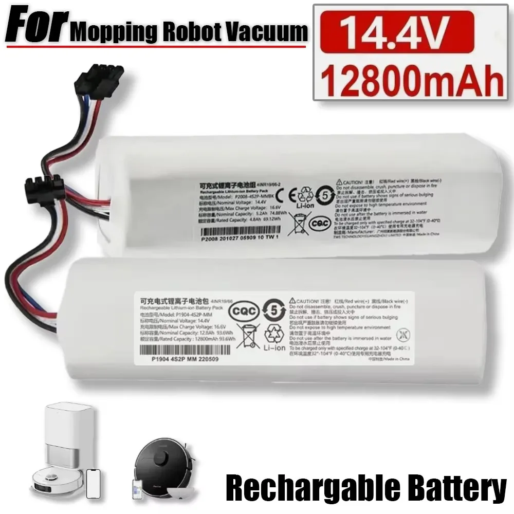 

100% Original Battery for Dreame Robot Vacuum Mop Cleaner D9 F9 L10 L10 Pro 12800mAh Lithium-ion Battery Pack 4INR19/66-2