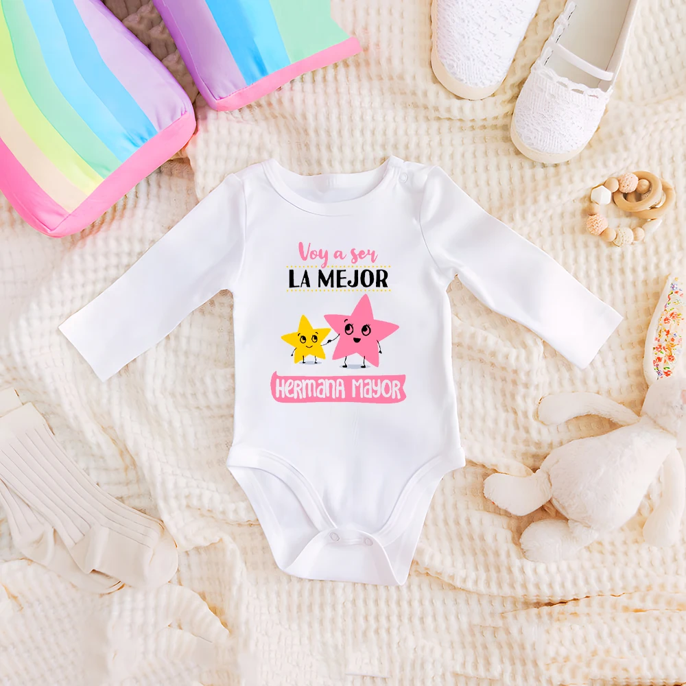 Im Going To Be The Best Big Sister Baby Bodysuit Long Sleeve NewBorn Romper Toddler Jumpsuit Pregnancy Announcement Clothes