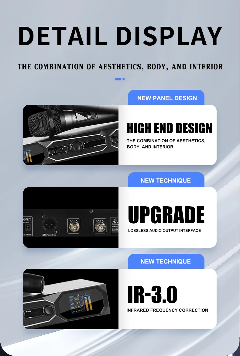 ไมโครโฟนไร้สายแบบไดนามิก TLF Xtuga GA808 ระดับมืออาชีพ พร้อมไฟ RGB UHF ป้องกันเสียงดังสะท้อน ระบบ FM สำหรับคาราโอเกะ การประชุม พร้อมเสาอากาศแบบ Diversity สำหรับ Chu