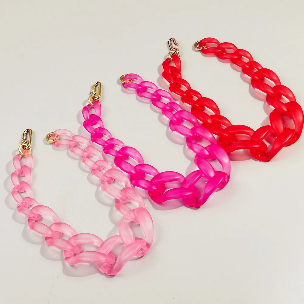 New Matte Colorful Acrylic Big Chunky Choker Necklace for Women Resin Thick Chain Link Collar Pendant Necklaces Fashion Jewelry