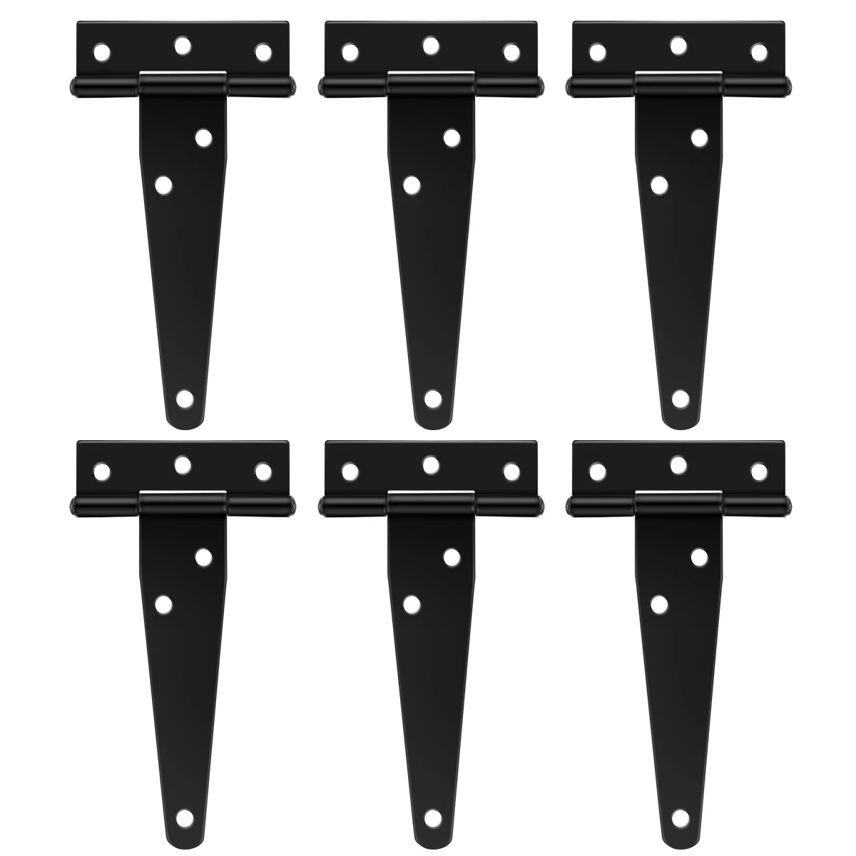 Weiyi 6pcs 4 Inch T Shape Rustproof Iron Light Duty Shed Hinge Gate Strap Hinge Door Hinges (