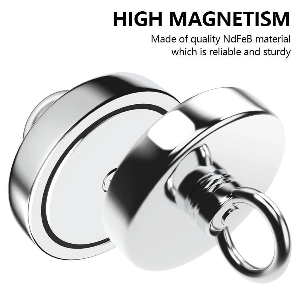 N52 Super Strong Neodymium Fishing Magnet Hook Heavy Duty Rare Earth Magnet with Countersunk Hole Eyebolt Salvage Magnet