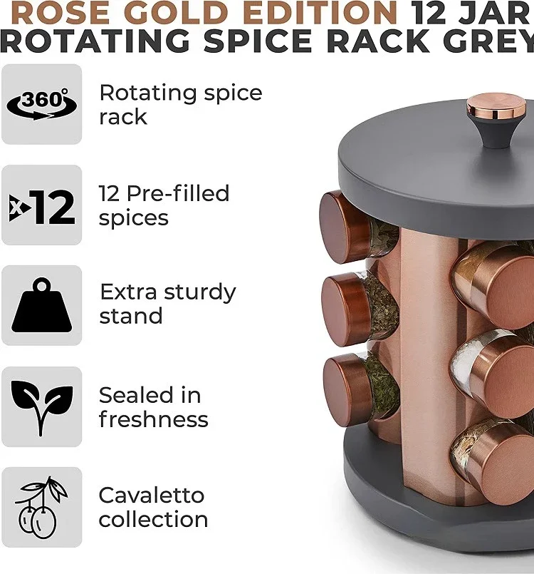 Stainless steel rotating seasoning rack seasoning jar kitchen seasoning box 12 sets